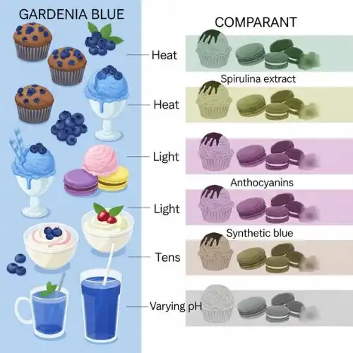 How does Gardenia Blue perform in food stability and color retention?